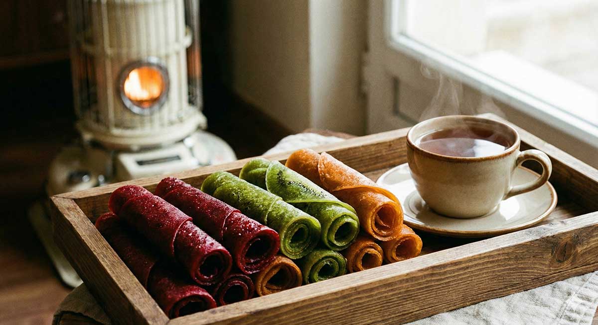 خشک کردن لواشک روی بخاری